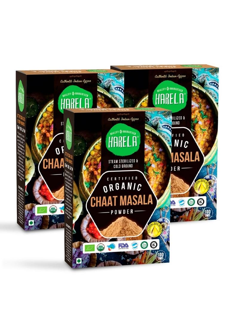 JUST GOOD FOOD CO Harela Certified Organic Chaat Masala Powder with Natural Oils | No Additives or Harmful Chemicals Cold-Pressed & Steam Sterilised Aromatic Flavourful (Pack-3)