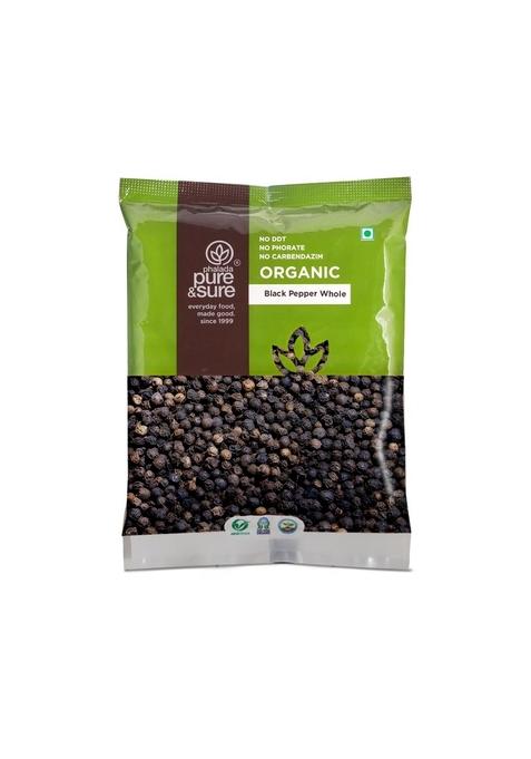 Phalada Pure & Sure Organic Black Pepper Whole 100gm | 100% Natural Sabut Kali Mirch Ultra-Pure Finely Ground, Non-GMO, Ideal for Seasoning Flavor Enhancement