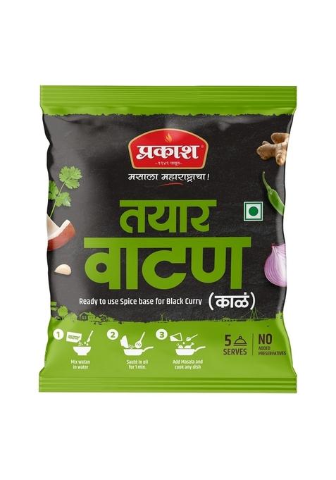 Prakash Masala Tayar Kala Watan 50g Pack of 2 | Ready to Use Spice Base For Black Curry Easy cook 3 Steps Recipe in Mins Authentic Spices Serves 5 No Preservatives, Colours or Artificial Flavours Preparation (Pack 2)