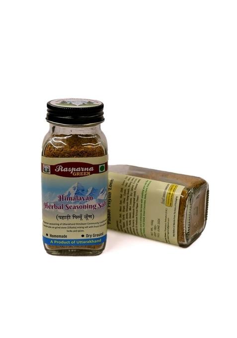 Rasparna Green Mix Garlic Flavored Seasoning Salt in Spinker Glass Bottle Herbal Pisyun Loon Pahadi Masala Namak 100g