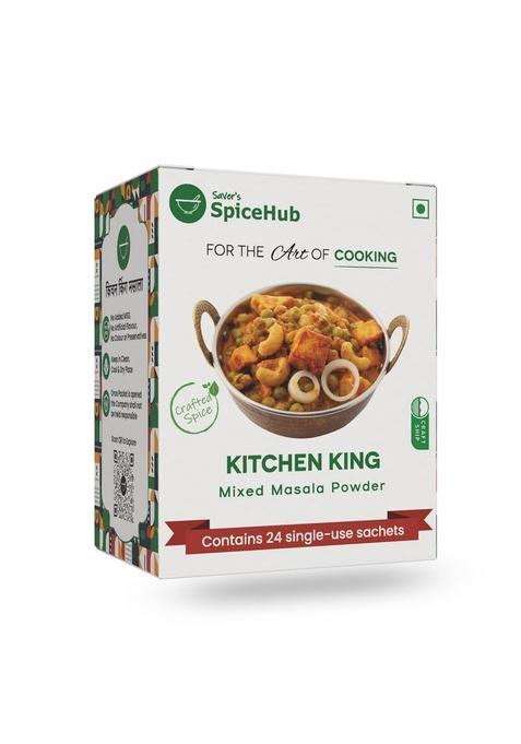 Saver's SpiceHub Kitchen King Mixed Masala Powder, 24 Single-Use Sachets, Premium Blend of 17 Spices