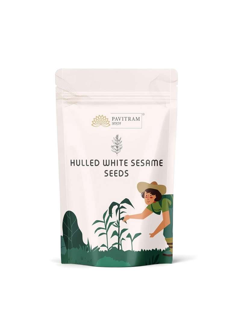 Pavitram Aahar Hulled White Sesame Seeds, 250g - Indya