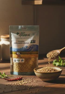 JUST ORGANIK - Organic Coriander Whole 250 g | Dhania Sabut 100% chemical free spice seed traditional dhaniya diabetic friendly