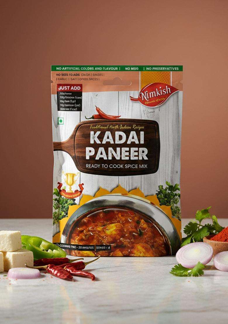 Nimkish Kadai Paneer Masala 60g (Pack of 2, 30g each), Ready to Cook Spice Mix, Complete Premix - Indya