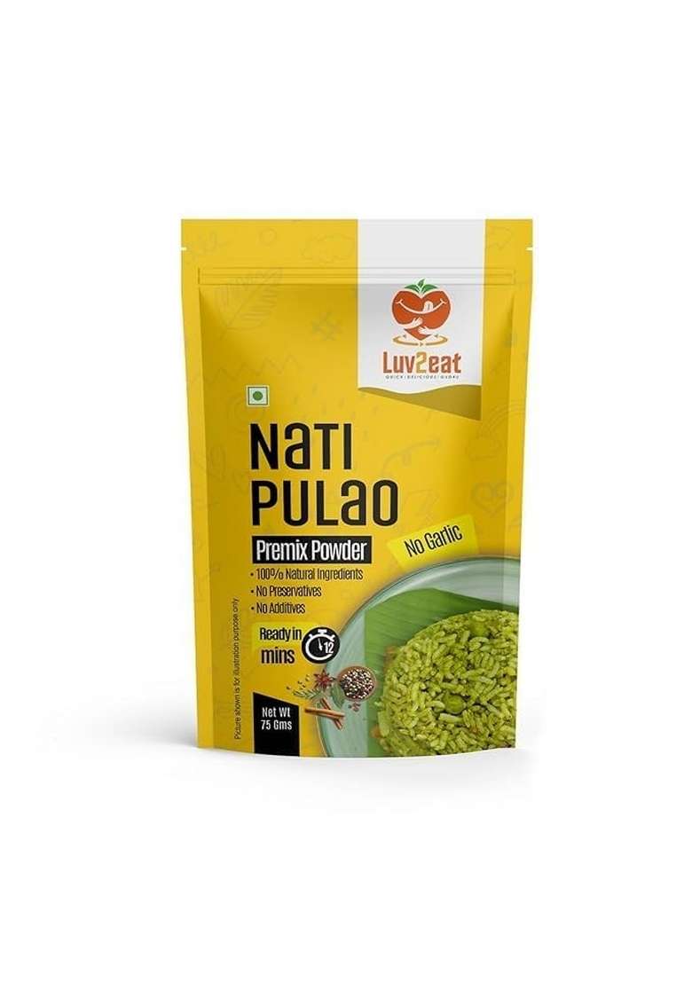 Luv2eat Authentic Nati Pulao Masala Mix 75g Non-Garlic Traditional Karnataka Style Spicy Rice Blend | Easy to Cook Ready 100% Natural Homemade Flavour No Preservatives & Additives - Indya