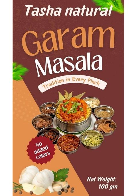 Tasha Natural Garam Masala Whole Spice Mix | Authentic Indian Blend of Premium Spices for Traditional Cooking 100% & Aromatic 100g