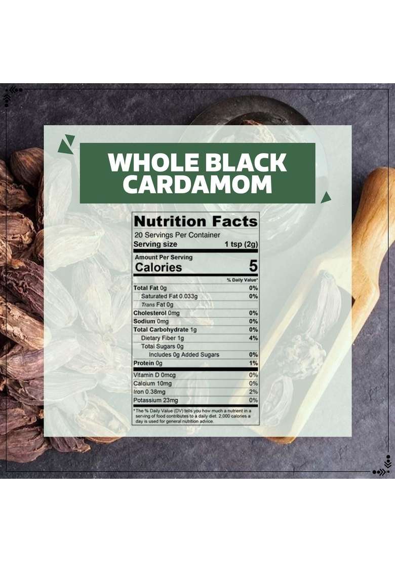 WONDERLAND FOODS (DEVICE) 250g Premium Whole Black Cardamom | Badi Elaichi/Kali Sabut Elaichi Natural Spices Antioxidants, Vitamin C High Dietary Fiber - Indya