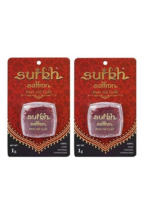 SURKH Saffron 100% Pure Natural Untouched Premium Grade 1 Kesar (1 Grams, Pack of 2)