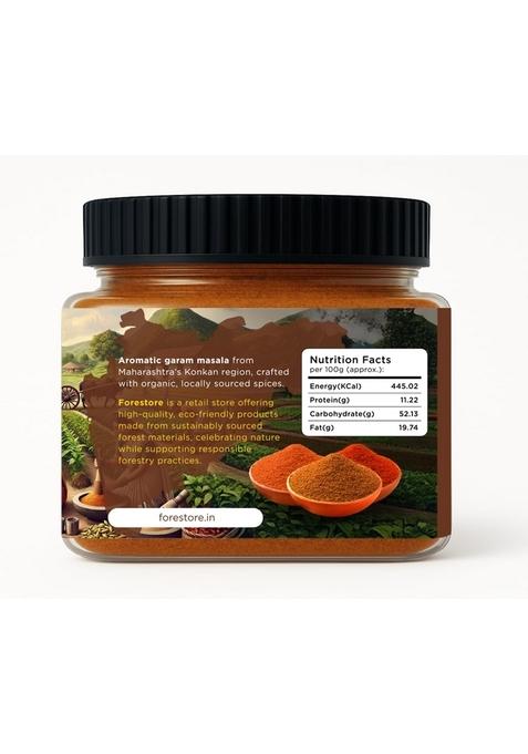 FORESTORE Garam Masala Powder 400gm Organic, Locally Sourced from the Konkan Region, Hand-Roasted, No Additives, Airtight Packaging, Ideal for Curries, Dals, and Vegetables.