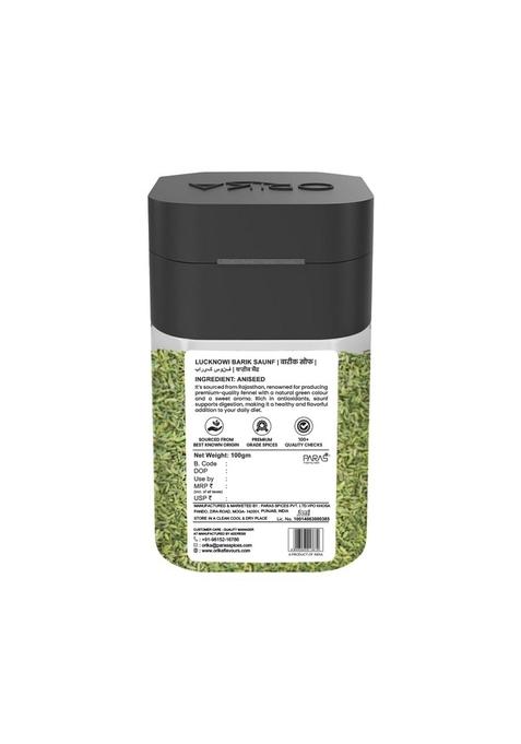 Orika Lucknowi Barik Saunf | Premium Fine Fennel Seeds for Mukhwas, Digestive, Cooking & Mouth Freshener Aromatic Flavourful 100g Jar (1)