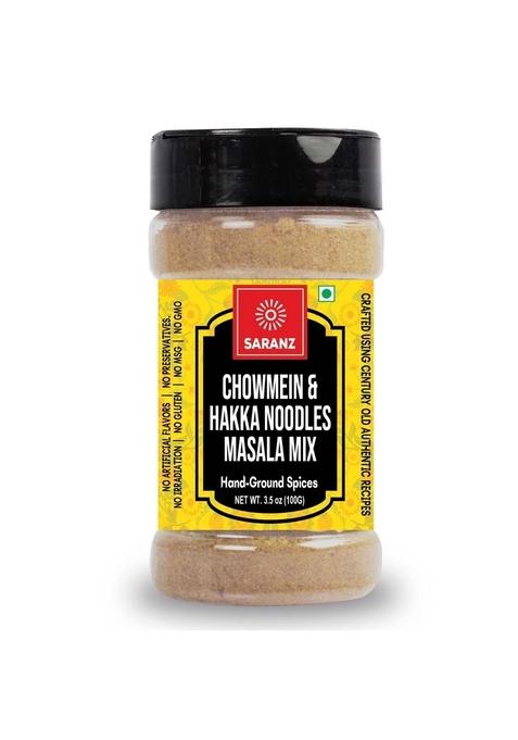 SARANZ Chowmein & Hakka Noodles Masala | Instant Delicious For Khow Suey, Ramen, Chopsuey, Noodle Soups Free from Chemicals Rich Strong Flavors (100 Gms Sprinkler Jar)