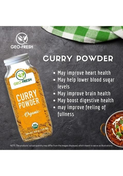 Geo-Fresh Organic Curry Powder, 200g| Blend of 15 Herbs & Spices| Spice Masala| Enhance Flavour| No Artifical Colour Preservatives| 100% Organic, Non-GMO, USDA Certified, Jaivik Bharat Certified