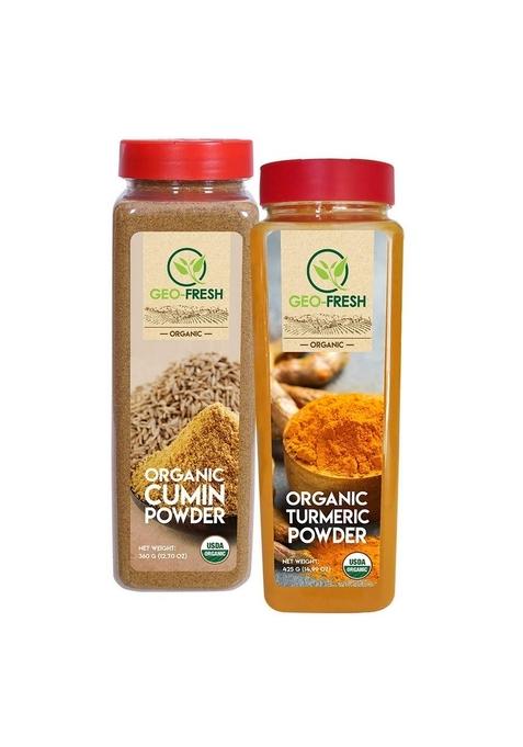 Geo-Fresh Geo Fresh Organic Combo ( Cumin Powder 360g + Turmeric 425g ) - USDA Certified