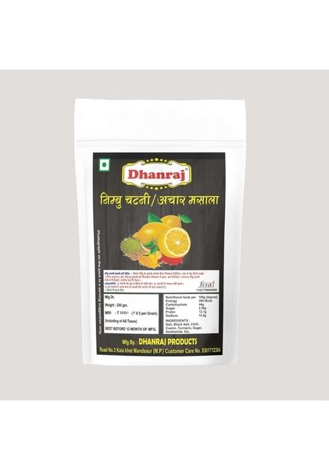 Dhanraj Nimbu Chatney Achar Masala Tangy & Spicy Blend for Lemon Pickle, Chutneys Achars | 200g Authentic Homemade Taste