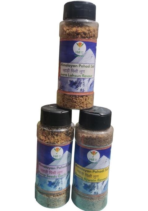 HILL DA NATURALS Himalayan Pahadi Spice Salt Collection, Traditional Flavoured Seasoning Combo, Hand-ground ( ) Assorted 3 Flavours