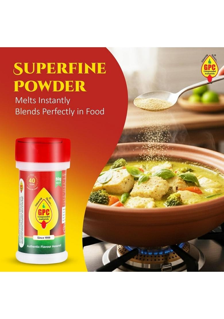 GPC Compounded Special Asafoetida/Hing Powder Pack of 2 50g | Superfine Strong Asafoetida Blend Heeng/Perungayam/Kayam Antioxidant-Rich Digestive & Aromatic Spice