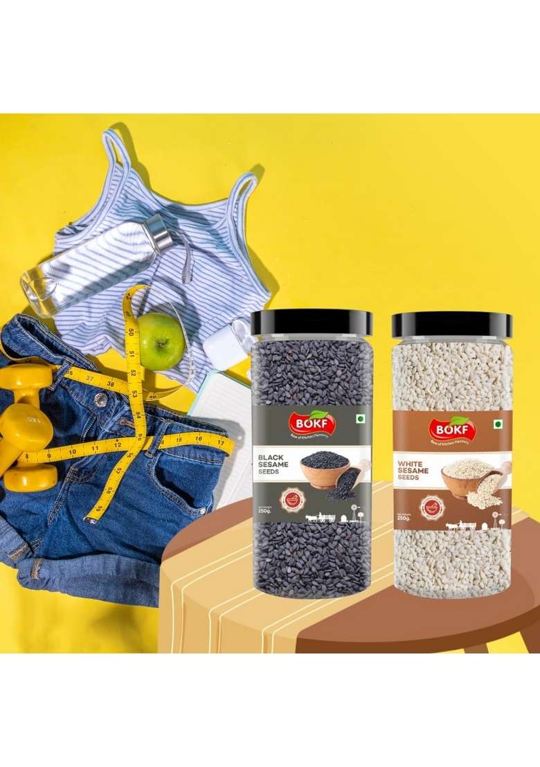 BOKF Combo Pack Of Black & White Sesame Seeds| Each 250g | Weight Loss Seeds Safed Kala Til Good For Hair Skin. - Indya