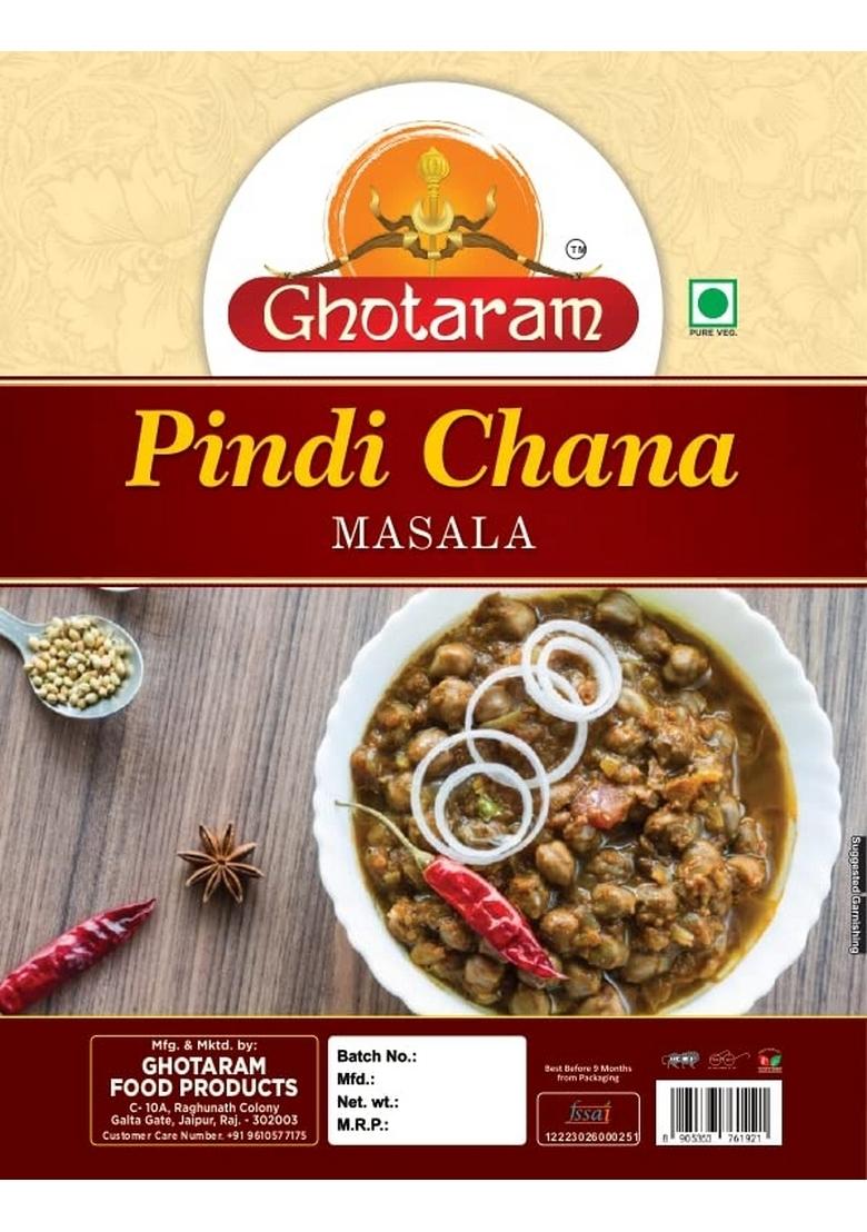 GHOTARAM Kake THE Dhabe Style Punjabi Khatte Pindi Chole/Pindi Chana Masala|Sukhe Chane/Chole Masala/Kabuli Chickpeas Masala Natural And Fresh Authentic Spice Blend-240Gx1Pk