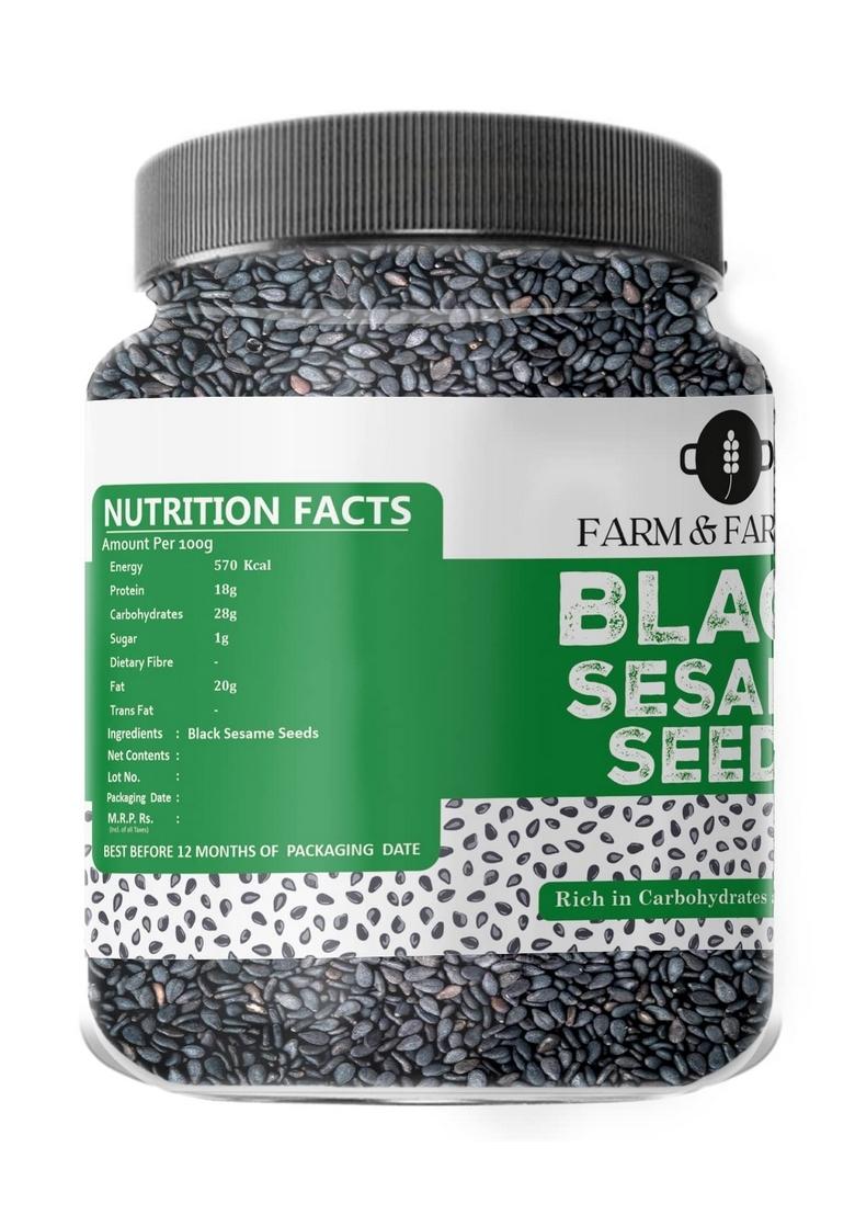 Farm & Farmers Organic Fresh Healthy Seeds, Superfoods, Nutritious Edible Seeds for Eating Packed with Minerals and Vitamins, Kaale Til (Black Sesame 500 Gram)