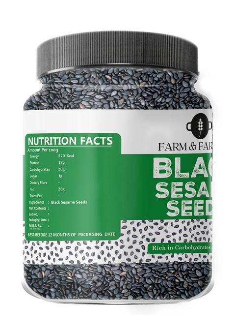 Farm & Farmers Organic Fresh Healthy Seeds, Superfoods, Nutritious Edible Seeds for Eating Packed with Minerals and Vitamins, Kaale Til (Black Sesame 500 Gram)