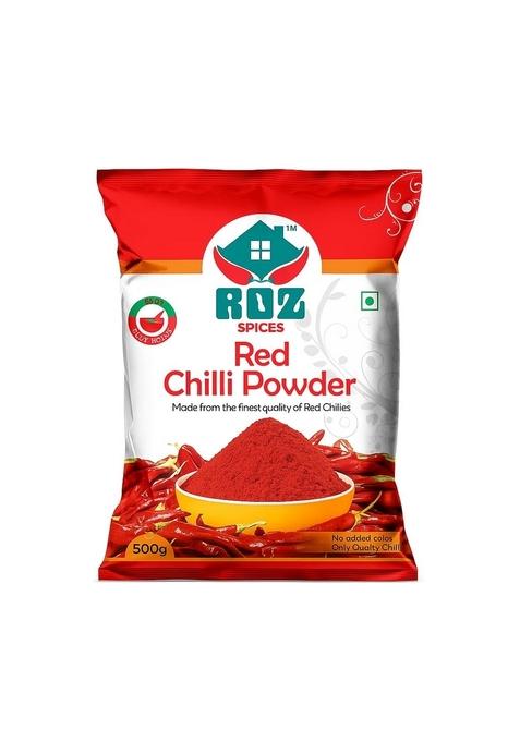 ROZ SPICES Red Chilli Powder | Pure & Natural Lal Mirch Made Premium Sun-Dried Chilies No Artificial Colors or Additives Fresh Aromatic Spice for Everyday Cooking-500g