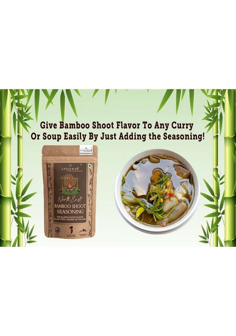 Laajawab Thai/Northeast Style Bamboo Shoot Seasoning Powder with Real from Nagaland | Give Flavor to Any Curry or Soup Including Pork/Chicken Dishes 100% Natural, 130g - Indya