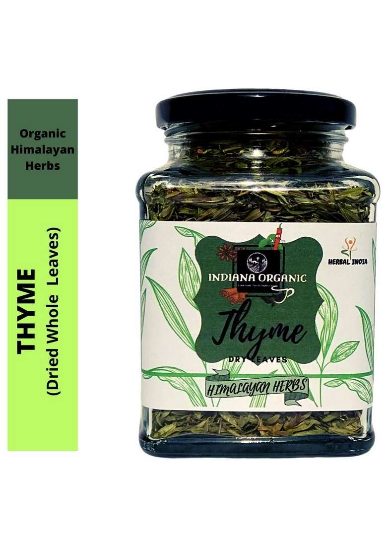 INDIANA ORGANIC Thyme herb Dry Whole Leaves - 40 Gm | 100% Natural No Artificial Colour Flavour added gram (Pack of 1) - Indya