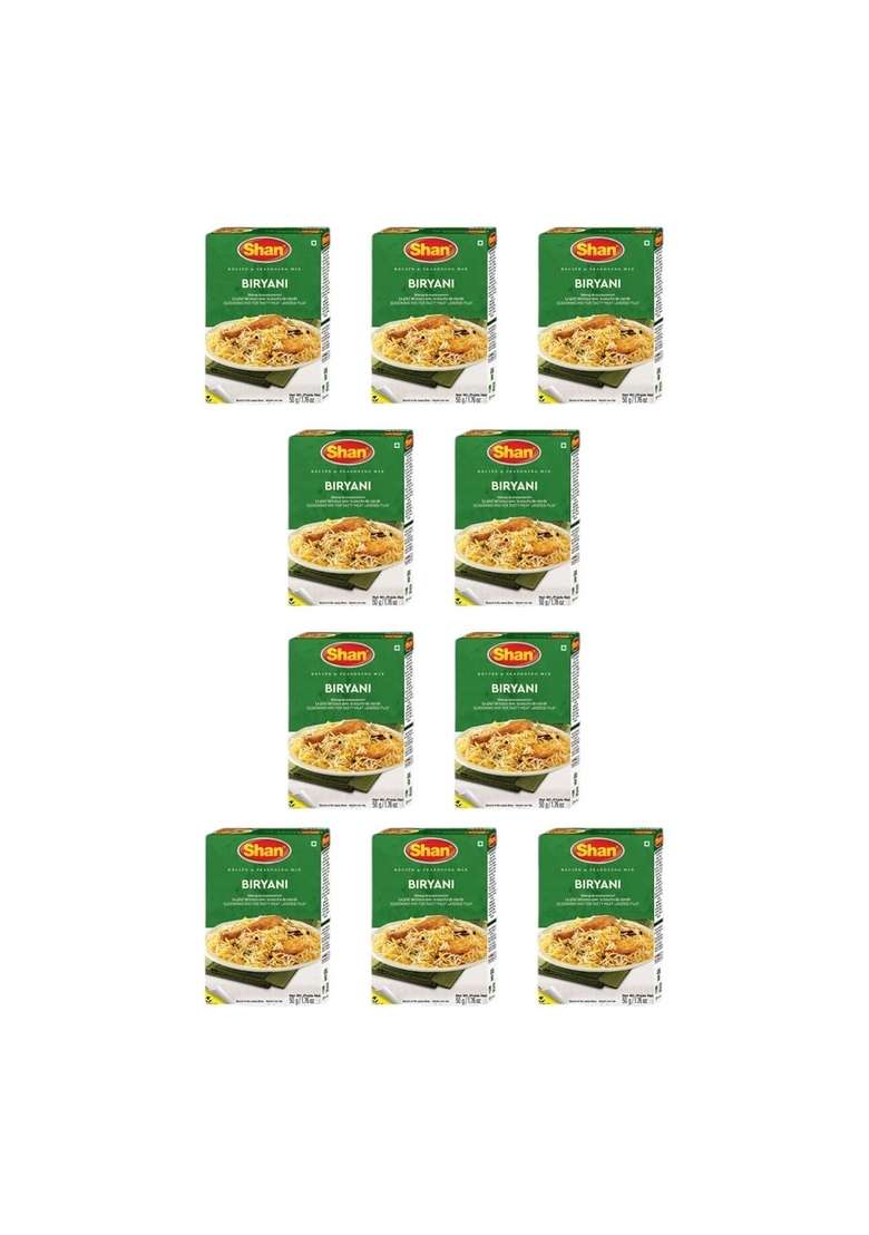 Shan Biryani Masala, 1.76 oz 50 g, 10 Pack - Indya