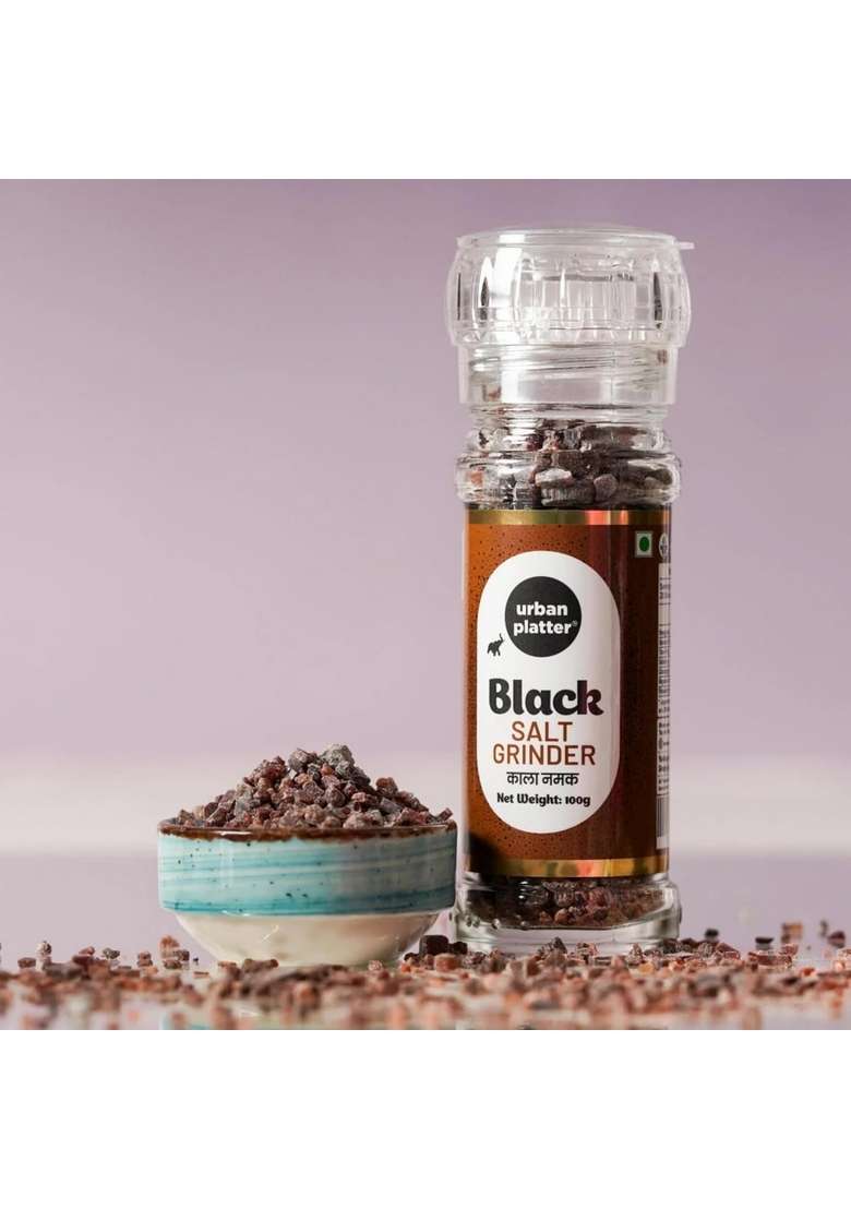 urban platter Black Rock Salt Grinder, 100g (Sendha Namak | Easy to Grind Free from Micro-Plastics Pure & Natural Rich in Minerals) - Indya
