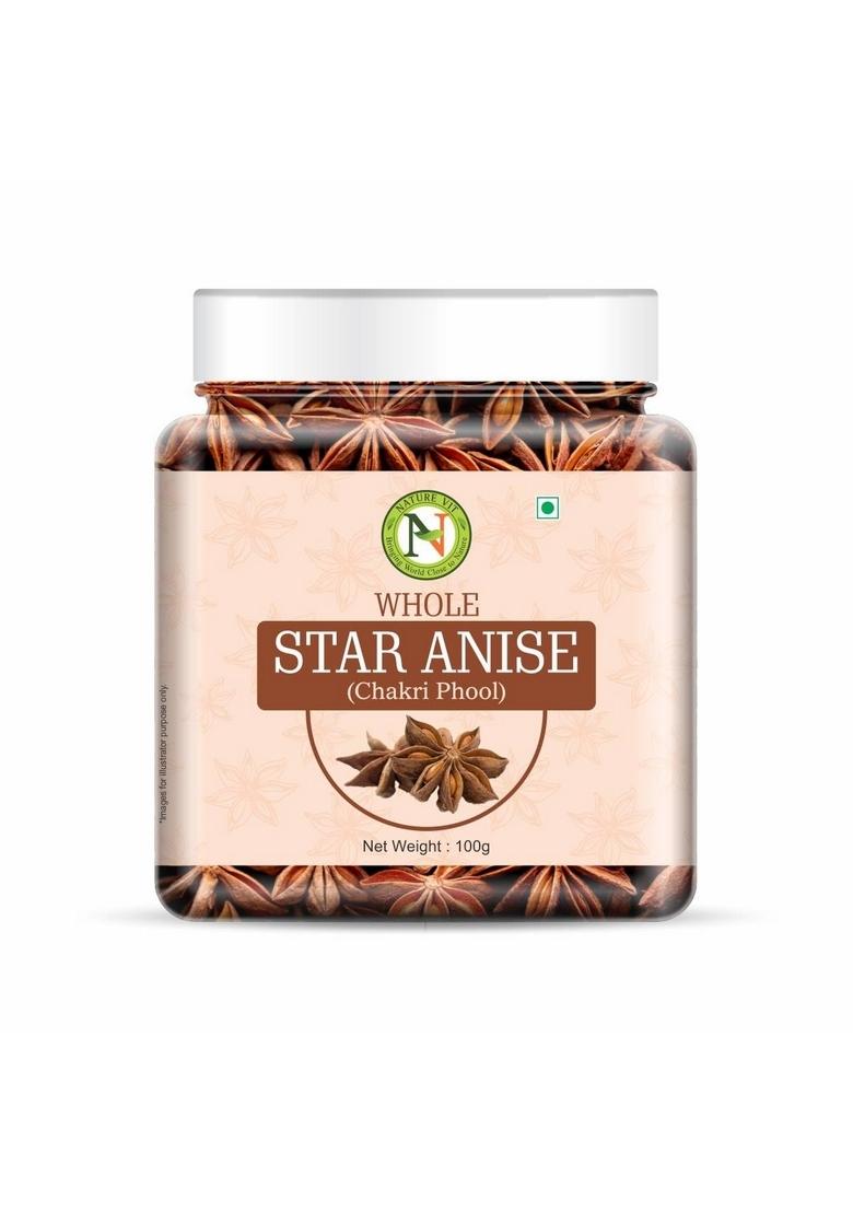 Nature Vit NatureVit Star Anise (Chakri Phool) 100g | Premium Whole Spice Strong Aroma & Bold Flavor Imported from Vietnam Ideal for Indian Cooking, Masala Chai Ayurvedic Use