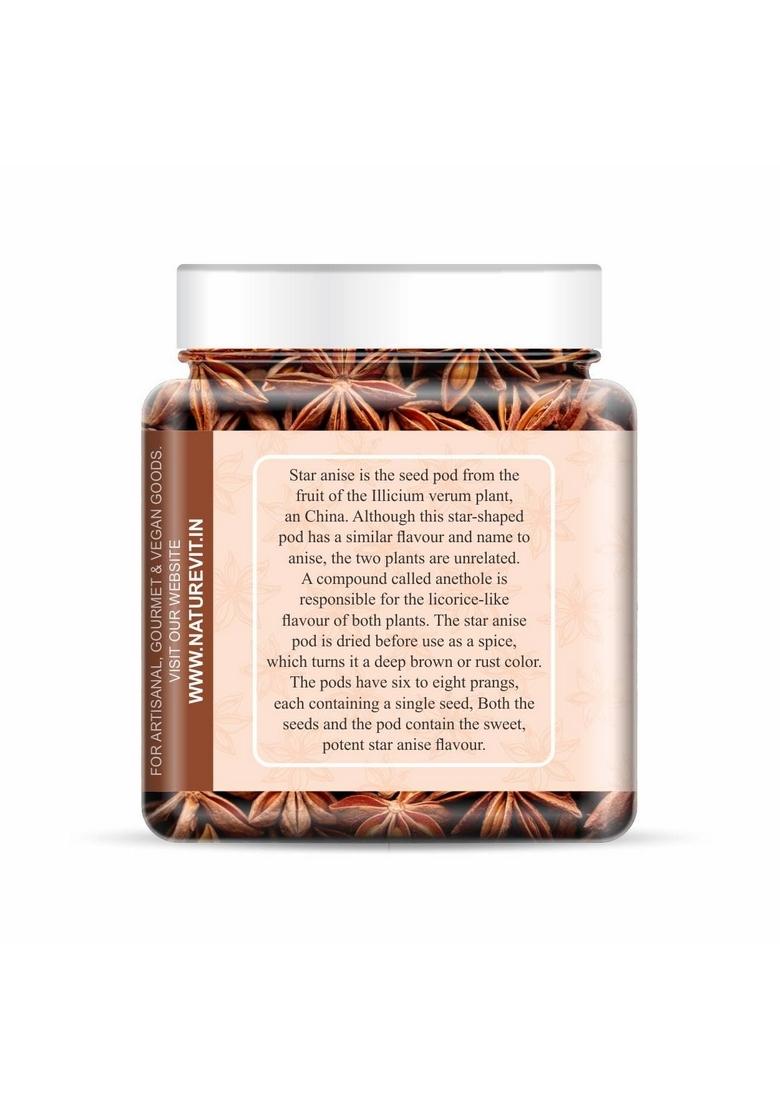 Nature Vit NatureVit Star Anise (Chakri Phool) 100g | Premium Whole Spice Strong Aroma & Bold Flavor Imported from Vietnam Ideal for Indian Cooking, Masala Chai Ayurvedic Use
