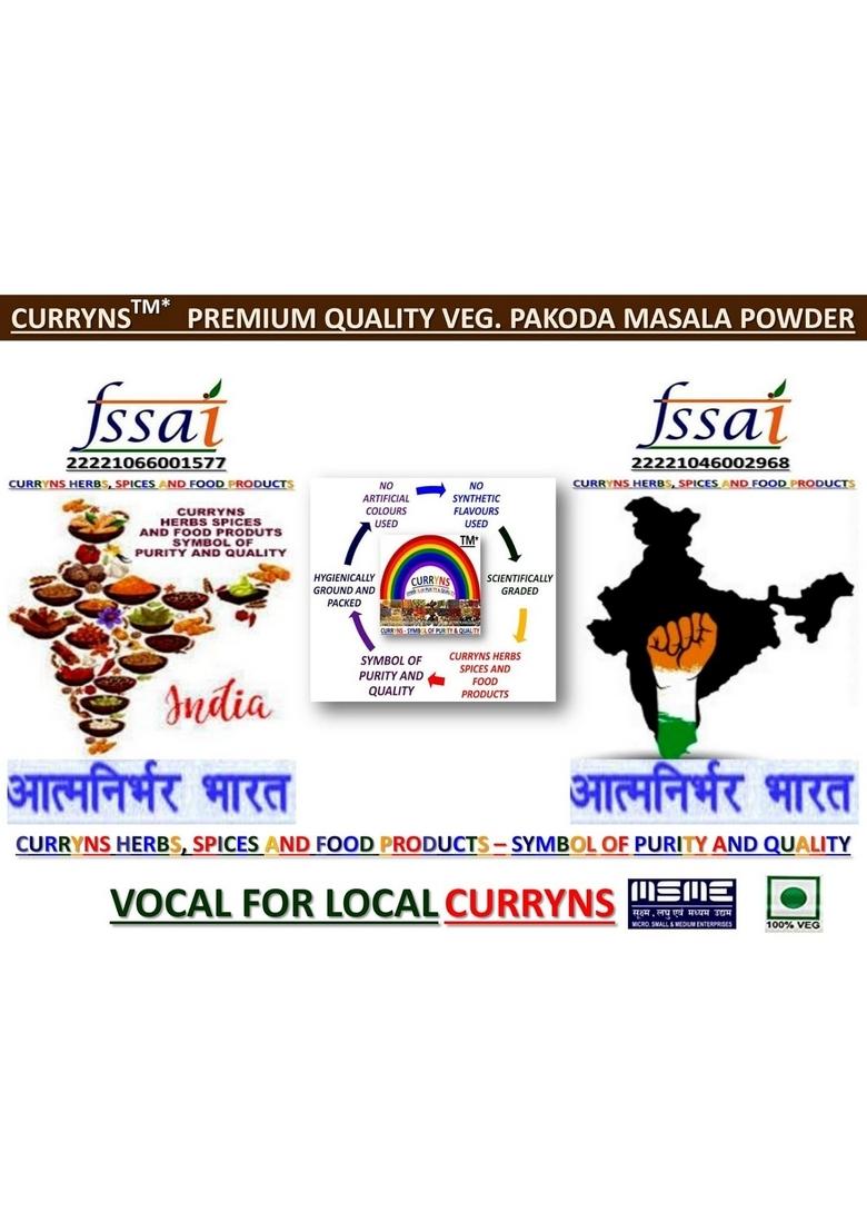 CURRYNS Veg Pakoda Masala Powder | Spices with Natural Oils |/100% Natural/ No artificial colours/ preservatives/Best Choice of Chefs/ Perfect for Cooking/ Ready to Use/ added Flavours/ Rich Aroma And Strong Flavours/Best Kitchen Companion (100 gm)