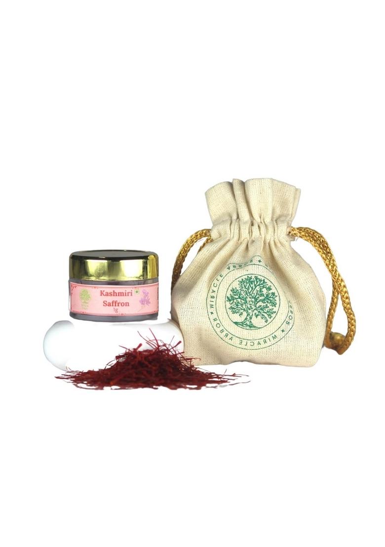 MIRACLE ARBOR Kashmiri Organic Saffron 1g GI Tag Certified Kesar Threads | Premium Grade A+ Mongra Pure Zafran for Cooking, Puja, Pregnancy, Skin Glow Handpicked & Lab-Tested