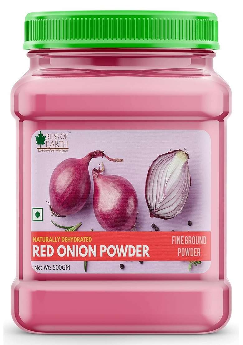 BLISS OF EARTH Combo Natural Red Onion Powder For Cooking & Hair Growth Organic Garlic Dried (Pack 2x500gm) - Indya