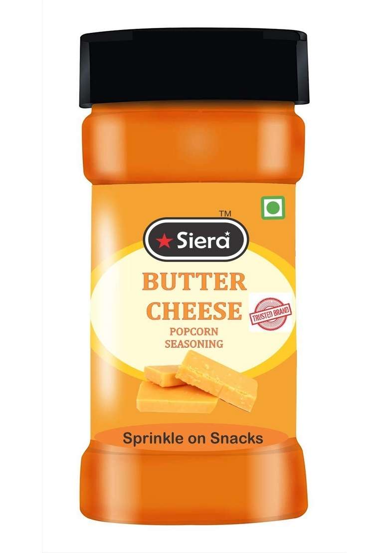 Siera Butter Salt Cheese Popcorn Seasoning Powder Perfect for Pop-Corn, Making Sauce Nachos, Sprinkling on French Fries (Available in 100gm, 200 gm,400gm and 1Kg) - 100 gm - Indya