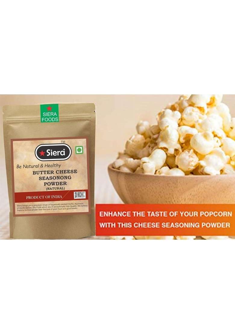 Siera Butter Salt Cheese Popcorn Seasoning Powder Perfect for Pop-Corn, Making Sauce Nachos, Sprinkling on French Fries (Available in 100gm, 200 gm,400gm and 1Kg) - 100 gm - Indya