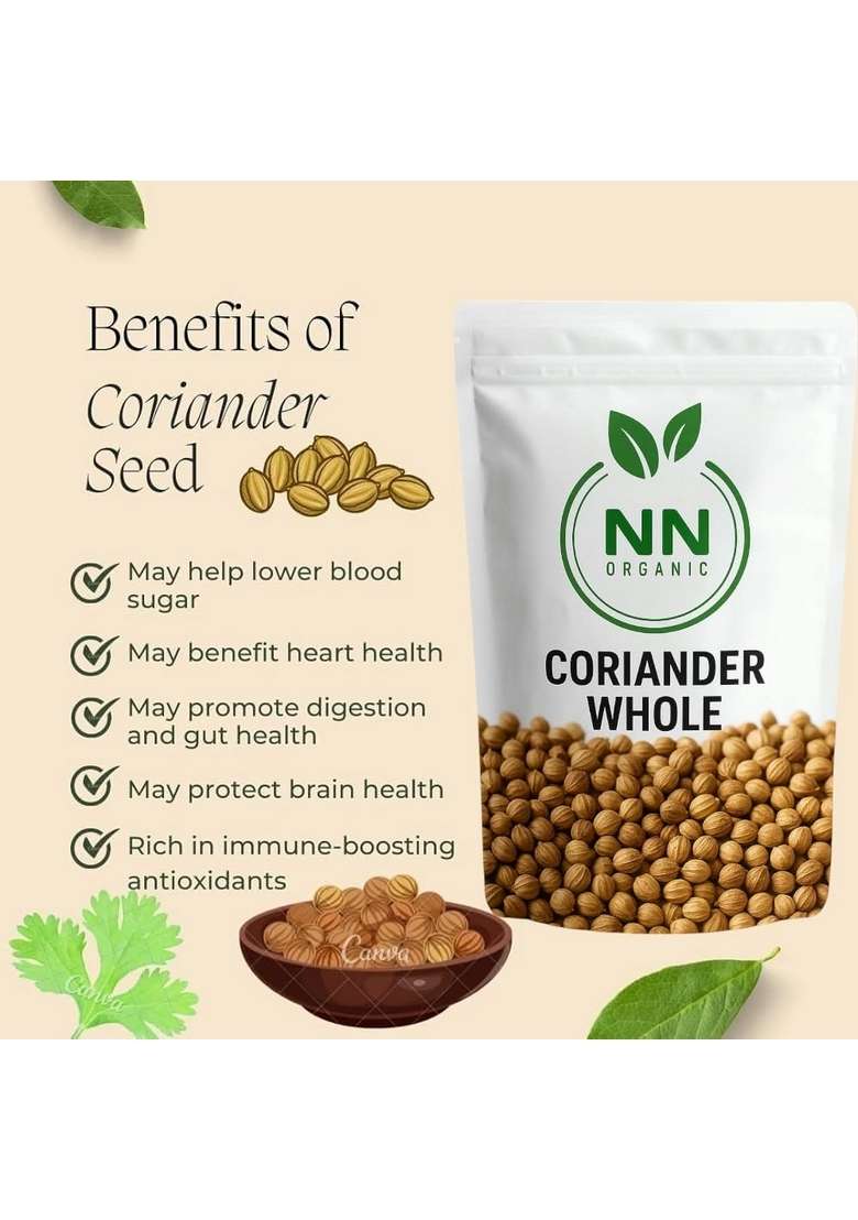 NNorganic Coriander Seeds Whole (Sabut Dhaniya) - 500g - Indya