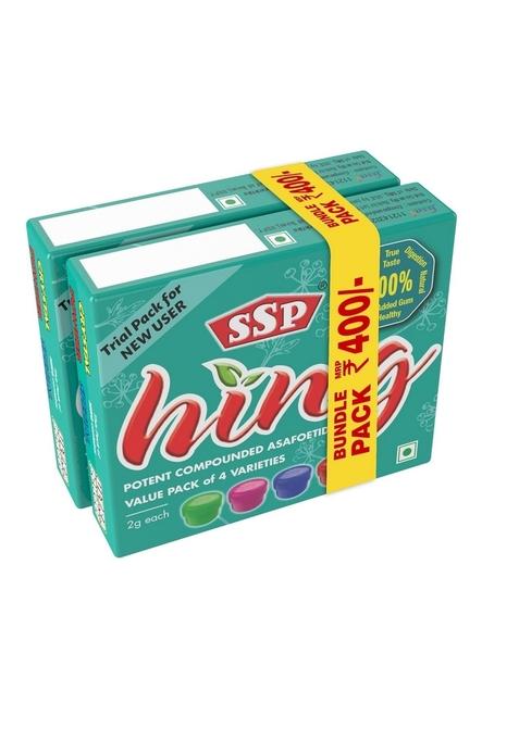 SSP ASAFOETIDA (Hing) | Potent Compounded 4 Popular Varieties Powder, Granules & Semi Solid Paste forms (2 Pcs. Bundle Pack of 2 g x units)