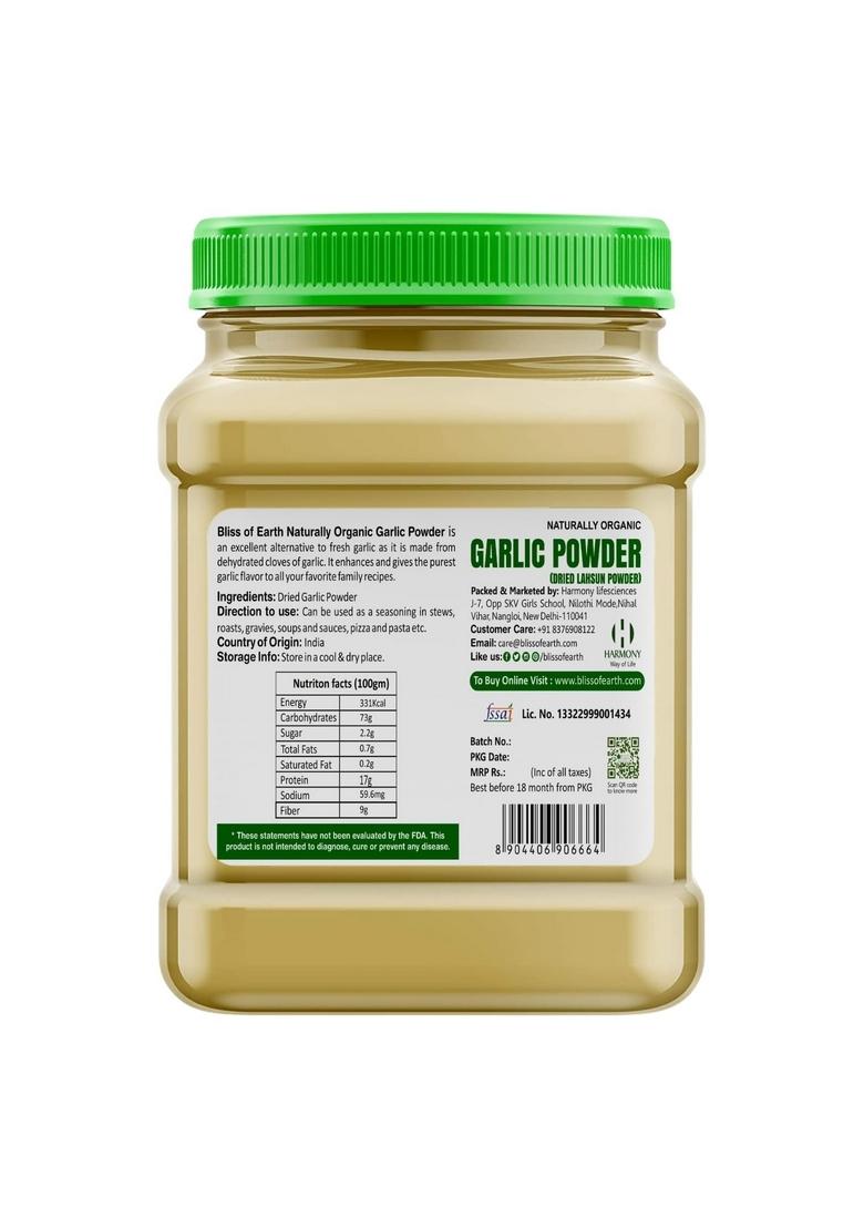 BLISS OF EARTH Garlic Powder 500gm Naturally Organic Dried For Cooking