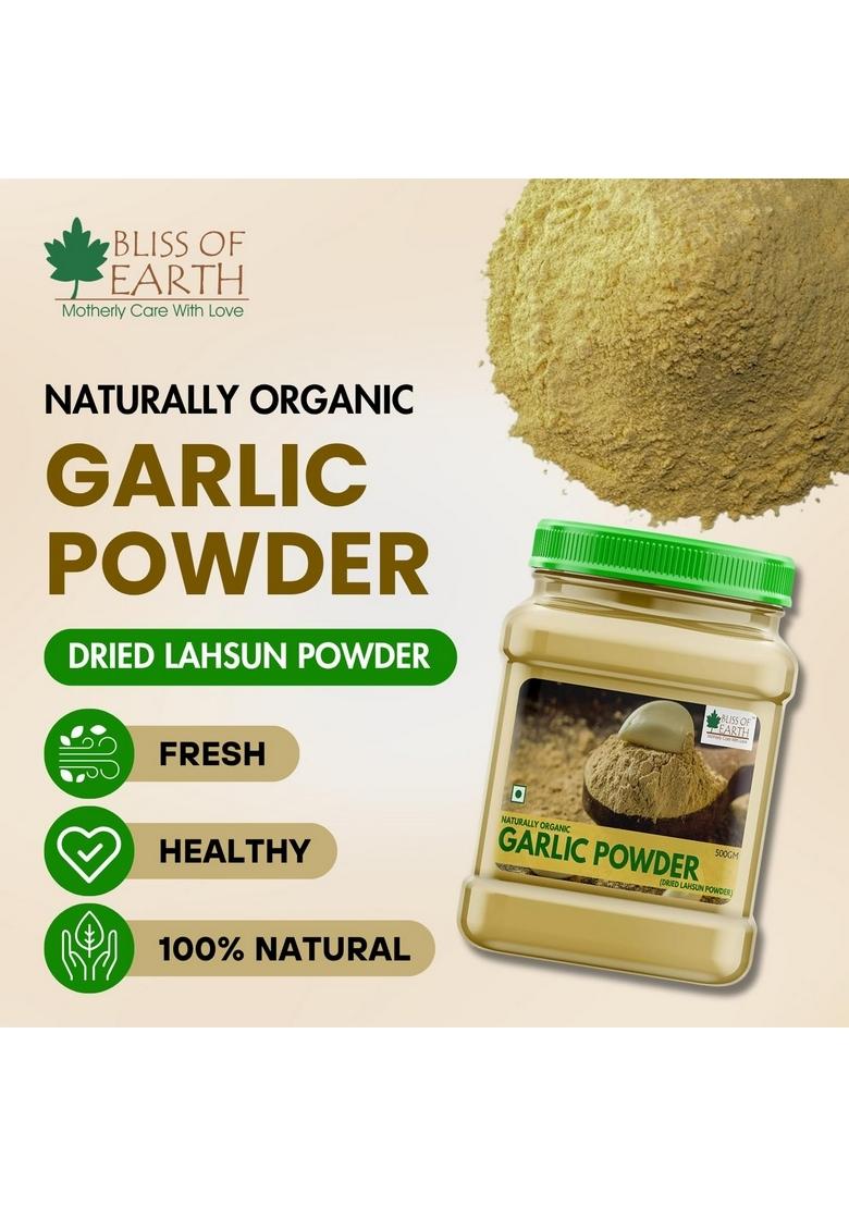 BLISS OF EARTH Garlic Powder 500gm Naturally Organic Dried For Cooking