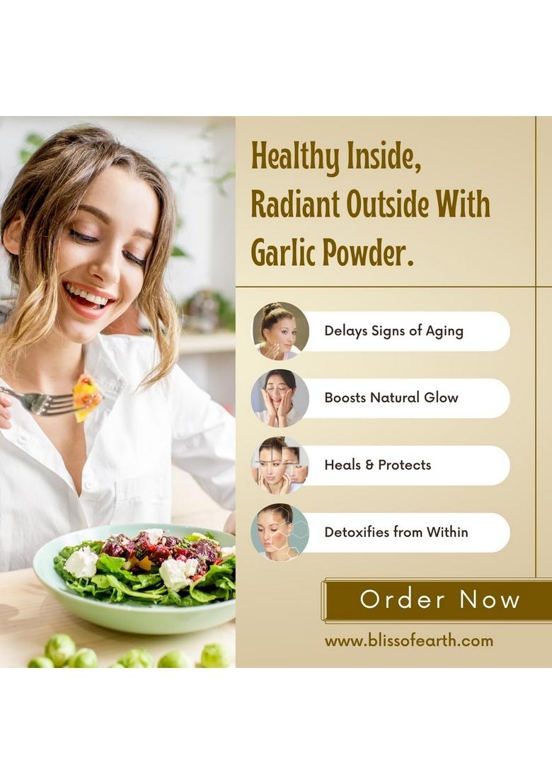 BLISS OF EARTH Garlic Powder 500gm Naturally Organic Dried For Cooking