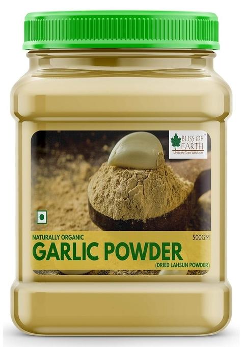 BLISS OF EARTH Garlic Powder 500gm Naturally Organic Dried For Cooking