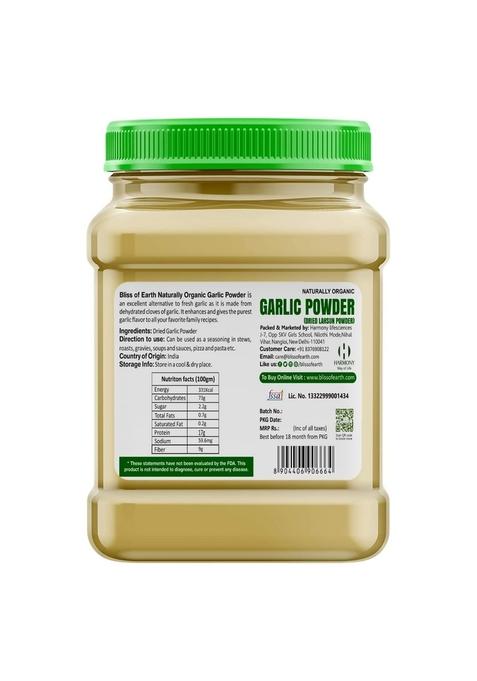 BLISS OF EARTH Garlic Powder 500gm Naturally Organic Dried For Cooking