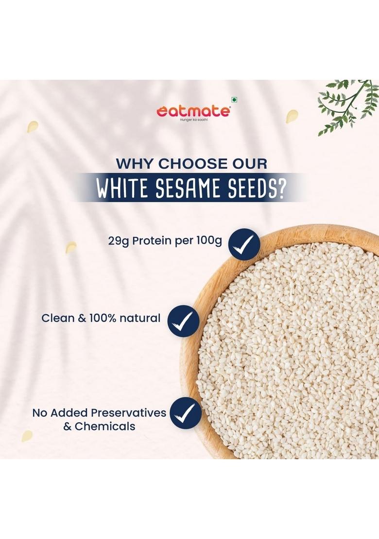 Eatmate Premium White Sesame Till indian Spice | for Eating Rich in Nutrients (1 Kg)