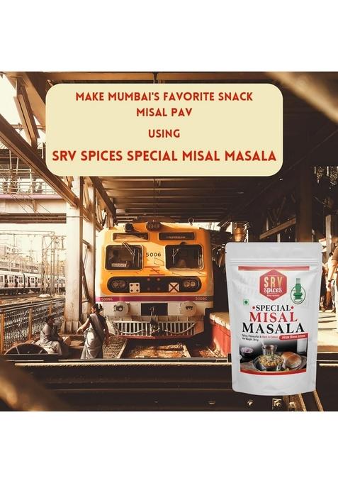 SRV SPICES (iron pounded) Special Misal Masala | Authentic Spicy Blend for Traditional Strong, Aromatic & Rich in Color LTG (Low Temperature Grinding) Natural Oil Retention 100g Pack