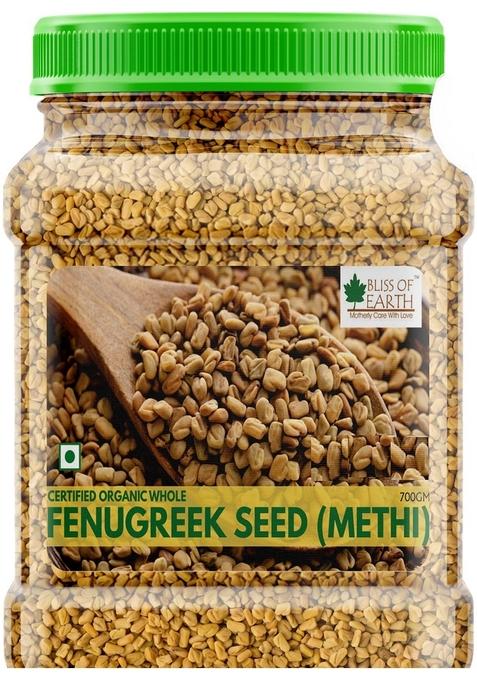 BLISS OF EARTH 700GM Certified Organic Fenugreek Seed Whole, Sabut Methi Dana