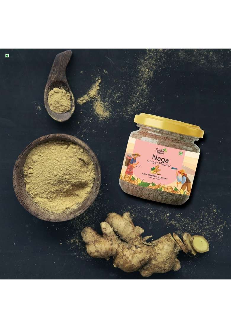 First Bud Organics Naga Dry Ginger Powder - 100gm | Organic With High Gingerol Content Non GMO, Gluten Free & No Preservatives Perfect For Cooking, Baking, Smoothies, and Teas - Indya