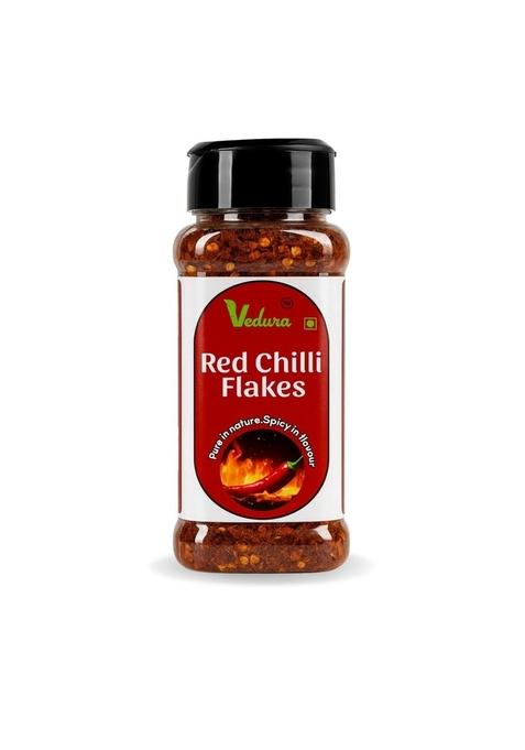 VEDURA Red Chilli Flakes, Sun-Dried Spice, Natural Earthy Flavour, No Additives or Colours, 50g