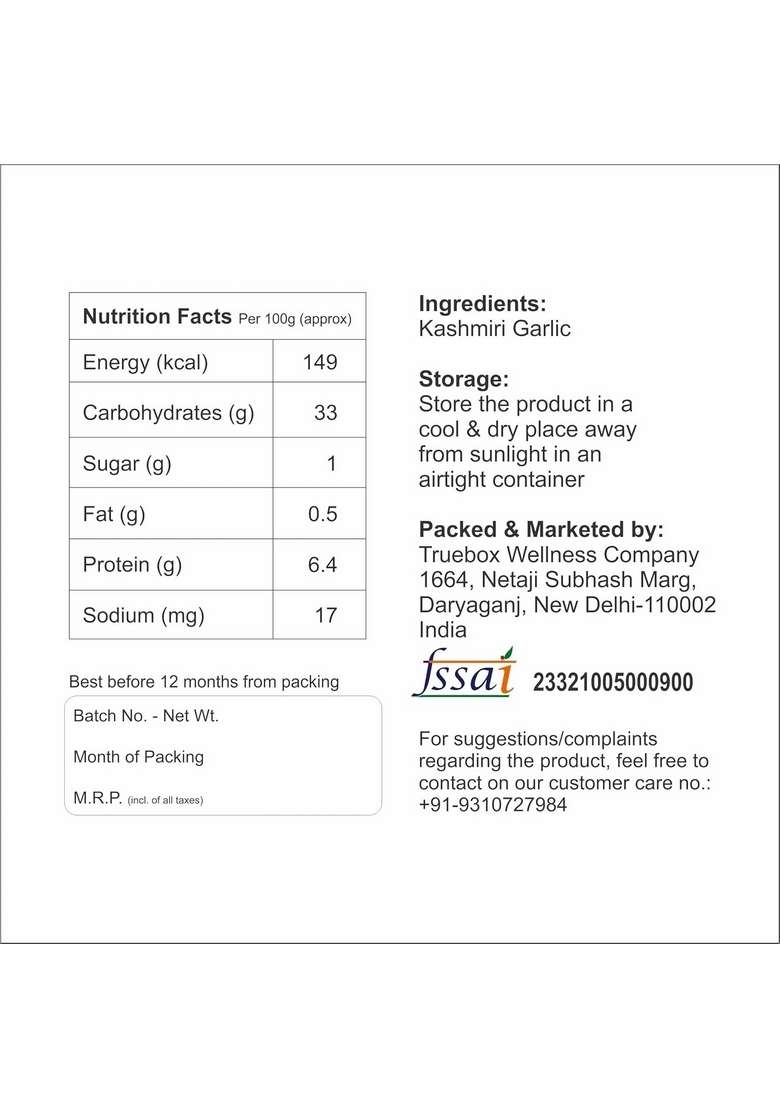 Easygrow Kashmiri Lehsun Single Clove - 100 GM Fresh & Natural Snow Mountain (100GM) - Indya