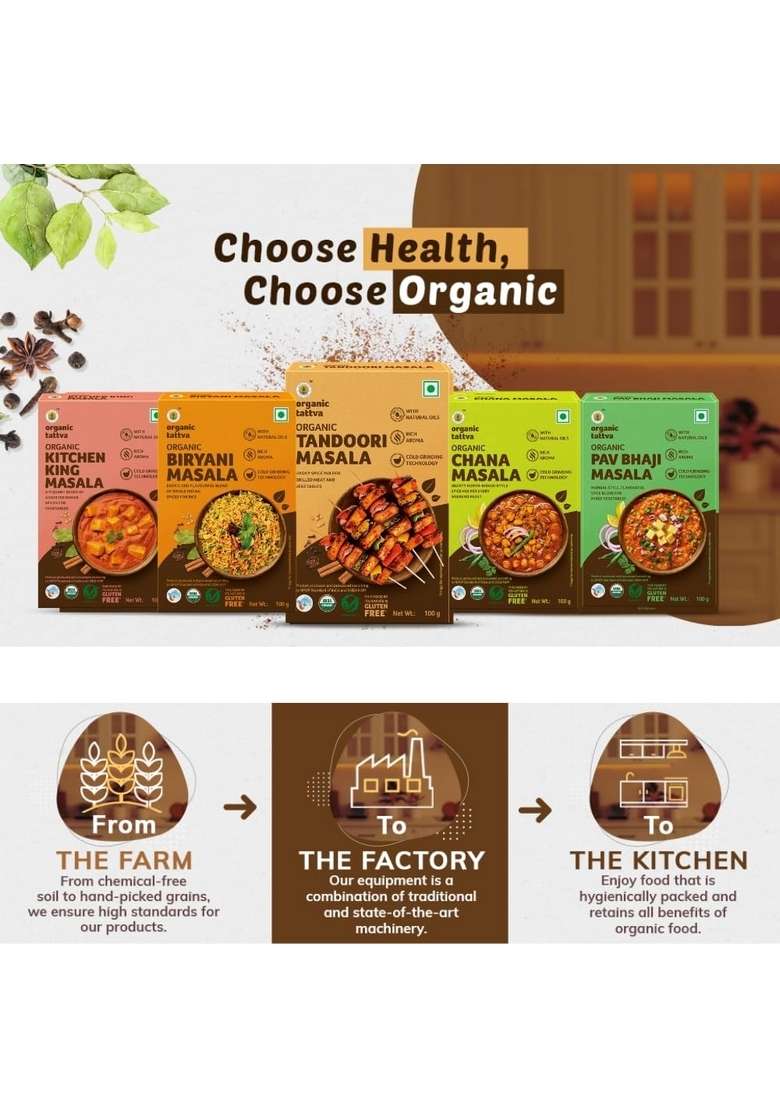 ORGANIC TATTVA Tattva, Tandoori Masala 100 Gram | Pesticide and Chemical Free With Natural Oils Rich Aroma Naturally Gluten Pack of 2 - Indya
